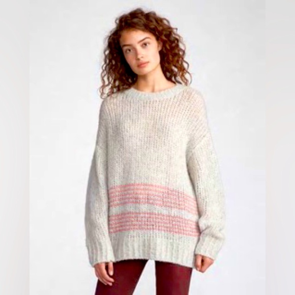 Rag and Bone, Icelandic Crew Neck, Grey and pink, XXS